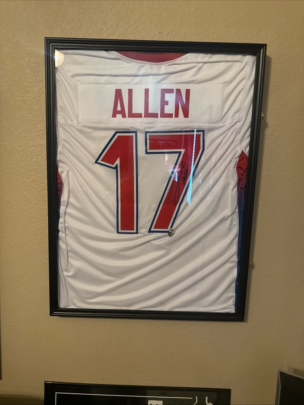 Framed White Sports Jersey with Red Accents authenticated by JSA